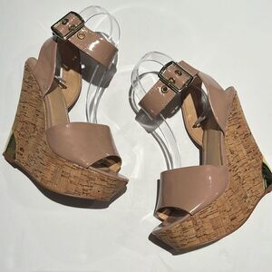 COLIN STUART CORK PLATFORM SANDAL size 7‎   B60